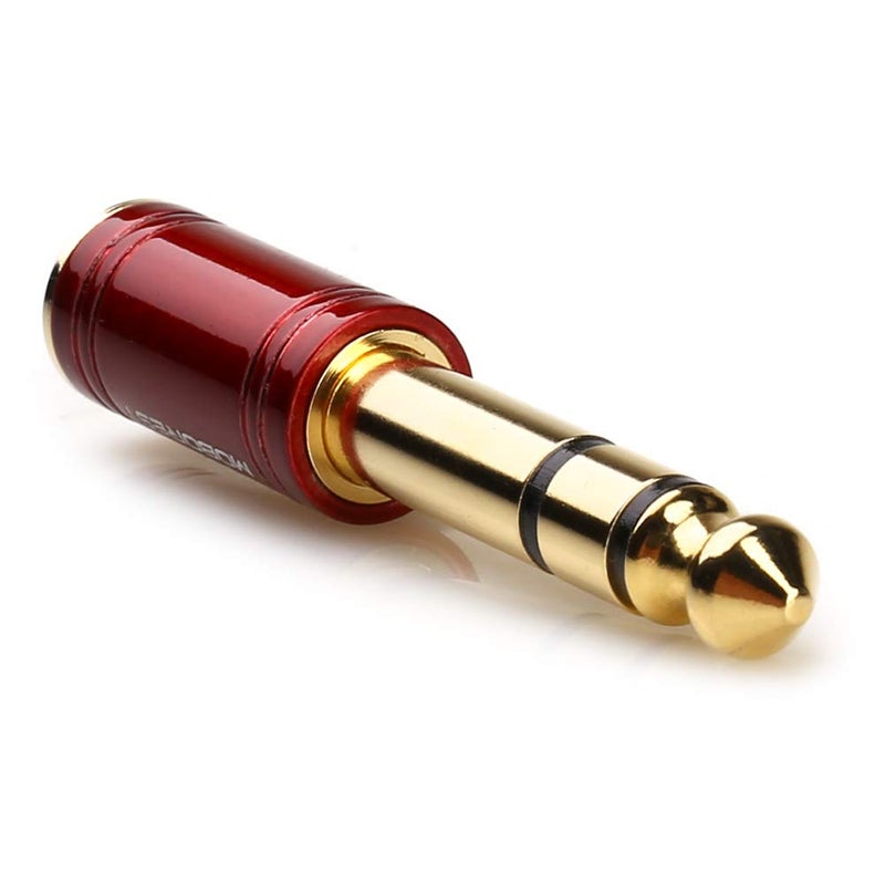 MOBOREST 1/4 Male to 1/8 Female Pure Copper Adapter, 6.35mm Stereo Male to 3.5mm Plug Jack Female Stereo Adapter Red 2-Pack - Image 4